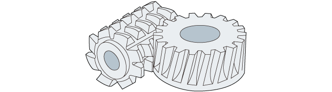 Illustrazione schematica del taglio della dentatura con un creatore