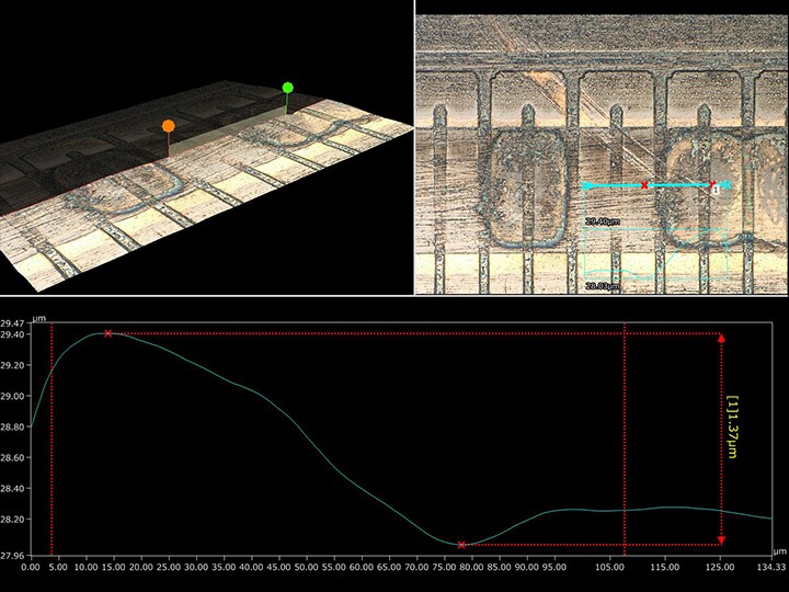 Misurazione 3D della forma e del profilo di una testina di stampa termica