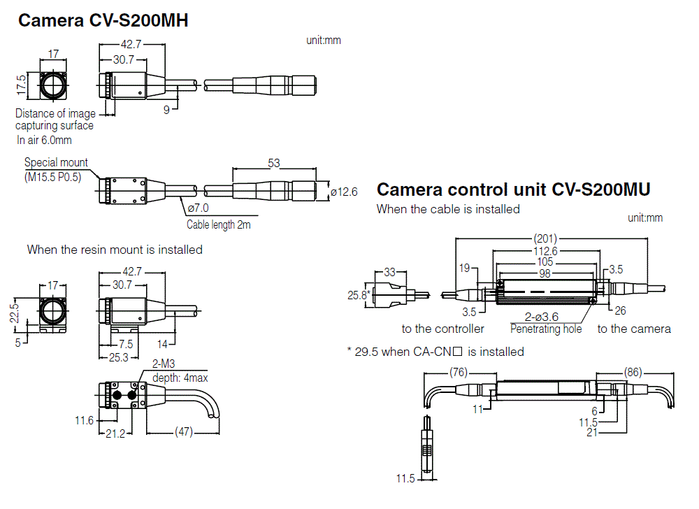 CV-S200MH/S200MU Dimension